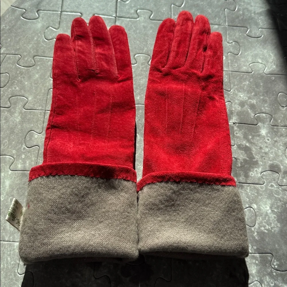 Van Raalte Gloves Suede Genuine Leather Fold Long Glove‎